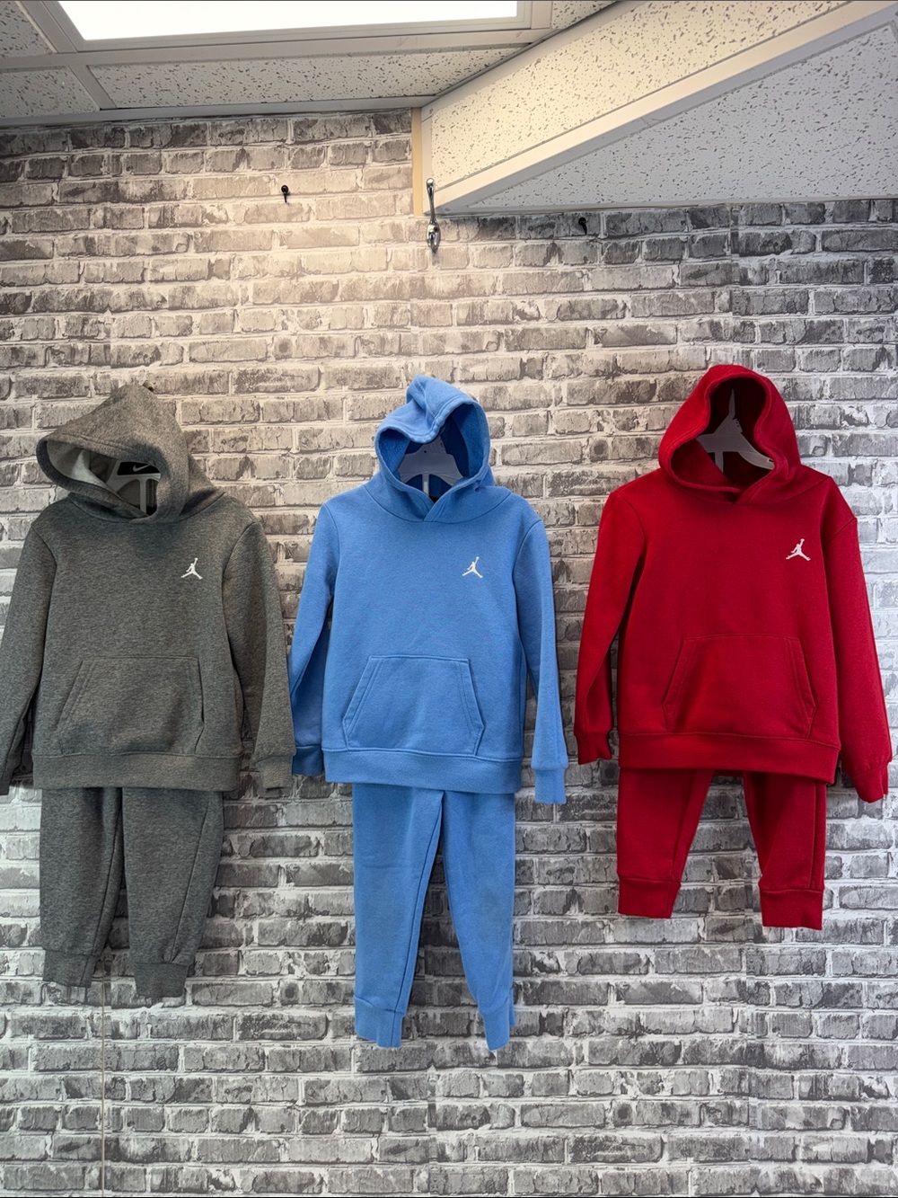 3 sets of Jordan Kids Fleece Hoodie & Joggers - Red, Blue, Gray